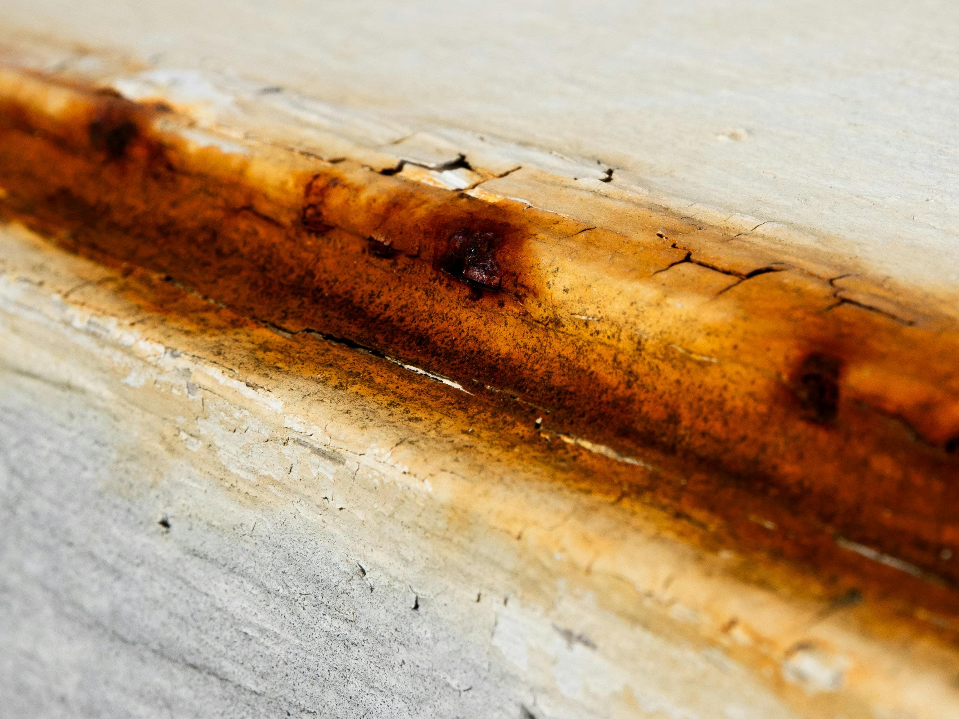 Close-up photo of a rust stain