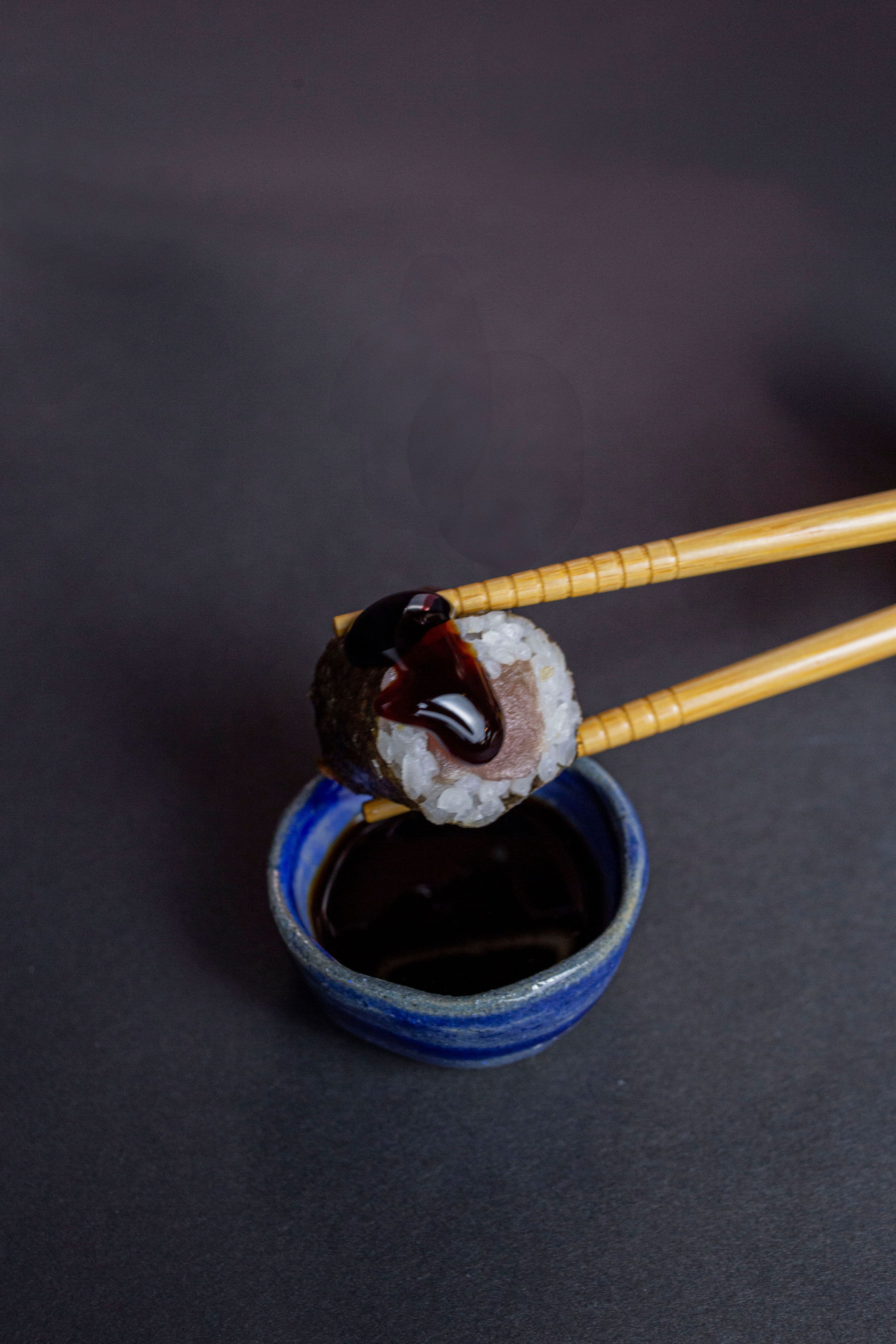 Close-up photo of a soy sauce stain
